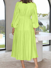 Load image into Gallery viewer, Lightweight Deep V-Neck Balloon Sleeve Maxi Dress Elegant & Flowing Silhouette Unique Dress