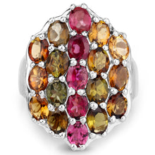 Load image into Gallery viewer, 5.89 Carat Genuine Multi Tourmaline .925 Sterling Silver Ring
