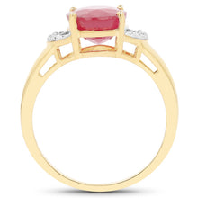 Load image into Gallery viewer, 14K Yellow Gold Plated 4.01 Carat Glass Filled Ruby and White Diamond .925 Sterling Silver Ring