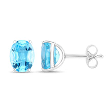 Load image into Gallery viewer, 4.00 Carat Genuine Swiss Blue Topaz .925 Sterling Silver Earrings