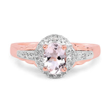 Load image into Gallery viewer, 14K Rose Gold Plated 0.73 Carat Genuine Morganite & White Topaz .925 Sterling Silver Ring