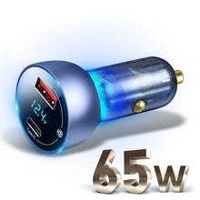 将图片加载到图库查看器,65W USB Car Charger Quick Charge QC4.0 QC3.0 Type C PD Fast Car Charging Portable Charger