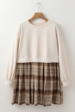 Load image into Gallery viewer, Vintage Plaid Round Neck Long Sleeve Mini Dress Cozy & Stylish Dress Retro Design Dress For Party