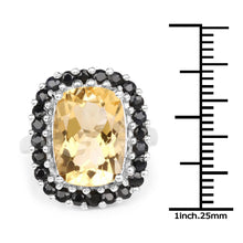 Load image into Gallery viewer, 7.46 Carat Genuine Citrine and Black Spinel .925 Sterling Silver Ring