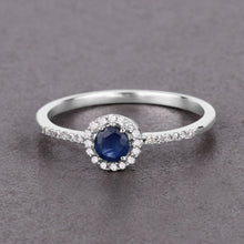 Load image into Gallery viewer, 0.38 Carat Genuine Blue Sapphire and White Diamond 14K White Gold Ring