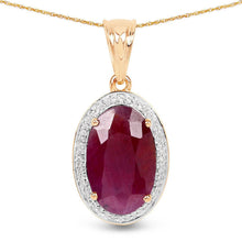 Load image into Gallery viewer, 6.40 Carat Genuine Ruby and White Diamond 14K Yellow Gold Pendant