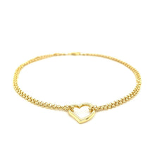 Load image into Gallery viewer, 14k Yellow Gold Double Rolo Chain Anklet with an Open Heart Station