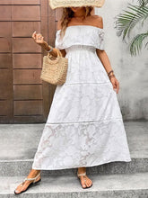 将图片加载到图库查看器,White Stylish Off-Shoulder Maxi Dress Elegant Short Sleeve Summer Dress