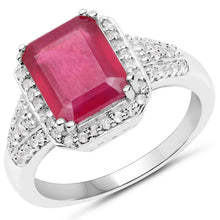 Load image into Gallery viewer, 4.55 Carat Glass Filled Ruby and White Topaz .925 Sterling Silver Ring