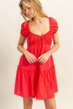 Load image into Gallery viewer, New Summer Ruched Frill Tiered Short Sleeve Mini Dress For Women โ Playful, Sexy and Flirty Ruffled Mini Dress with Textured Ruched Detail