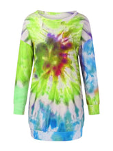 Load image into Gallery viewer, Full Size Tie-Dye Round Neck Long Sleeve Dress Trendy & Comfortable Casual Dress for Women