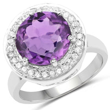Load image into Gallery viewer, 4.27 Carat Genuine Amethyst and White Topaz .925 Sterling Silver Ring