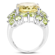 Load image into Gallery viewer, 9.38 Carat Genuine Lemon Quartz & Peridot .925 Sterling Silver Ring