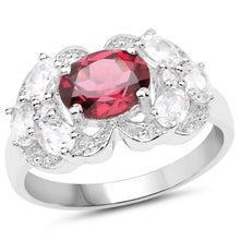 Load image into Gallery viewer, 3.16 Carat Genuine Rhodolite and White Zircon .925 Sterling Silver Ring