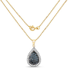 Load image into Gallery viewer, 14K Yellow Gold Plated 0.81 Carat Genuine Blue Diamond and White Diamond .925 Sterling Silver Pendant
