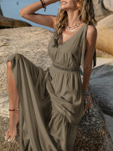 Load image into Gallery viewer, White V-Neck Tie Shoulder Maxi Dress Effortless & Flowy Summer Essential Long Girls Dress