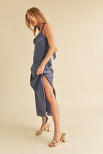 Load image into Gallery viewer, Ruched Side Slit Cutout Back Maxi Cami Dress –Elegant, Sophisticated & Alluring with Side Slit, Ruched Detailing & Daring Cutout Back Design for Special Occasions