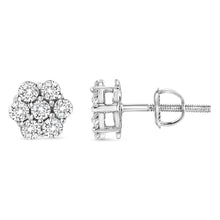 Load image into Gallery viewer, 14K White Gold 1/2 cttw Round-Cut Diamond Floral Stud Earrings (I-J Color, SI2-I1 Clarity)