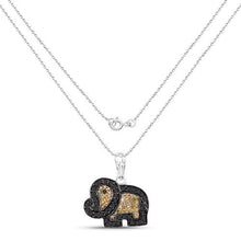 Load image into Gallery viewer, 0.89 Carat Genuine Black Diamond and Yellow Diamond .925 Sterling Silver Pendant