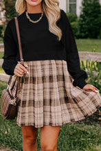 Load image into Gallery viewer, Vintage Plaid Round Neck Long Sleeve Mini Dress Cozy & Stylish Dress Retro Design Dress For Party
