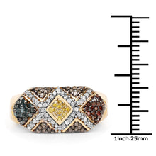 Load image into Gallery viewer, 14K Yellow Gold Plated 0.61 Carat Genuine Multi Diamond .925 Sterling Silver Ring