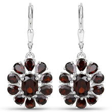 Load image into Gallery viewer, 13.82 Carat Genuine Garnet and White Topaz .925 Sterling Silver 3 Piece Jewelry Set (Ring, Earrings, and Pendant w/ Chain)