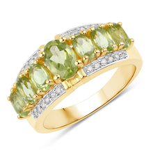 Load image into Gallery viewer, 2.34 Carat Genuine Peridot and White Diamond .925 Sterling Silver Ring