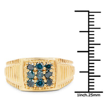 Load image into Gallery viewer, 14K Yellow Gold Plated 0.63 Carat Genuine Blue Diamond .925 Sterling Silver Ring