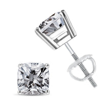 Load image into Gallery viewer, 14K White Gold 1 1/2 Cttw Clarity Enhanced Princess Cut Diamond Solitaire Stud Earrings (I-J Color, I1-I2 Clarity)