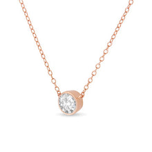 Load image into Gallery viewer, .925 Sterling Silver 1/2 Cttw Diamond Bezel 18" Pendant Necklace (I-J Color, I2-I3 Clarity)