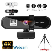 将图片加载到图库查看器,2K 4K Pc Webcam With Gift Tripod Autofocus Usb Web Camera Laptop Mini Camera 1080P with Microphone For Full Widescreen Laptop USB Webcams Privacy Shutter Tripod Desktop Notebook Webcam Video Calling Recording Webcam