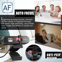 将图片加载到图库查看器,2K 4K Pc Webcam With Gift Tripod Autofocus Usb Web Camera Laptop Mini Camera 1080P with Microphone For Full Widescreen Laptop USB Webcams Privacy Shutter Tripod Desktop Notebook Webcam Video Calling Recording Webcam