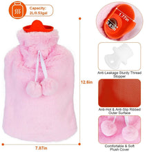 将图片加载到图库查看器,2L Hot Water Bottle with Plush Cover