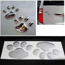 Load image into Gallery viewer, 2PCS Car Sticker Cool Design Paw 3D Animal Dog Cat Bear Foot Prints Footprint Decal Car Stickers Silver Gold Chrome Dog Paw Footprint Sticker Decal Auto Car Emblem Decal Decoration Dog Paw Decals Dog Footprint Car Decals Self-Adhesive Car Auto Accessories