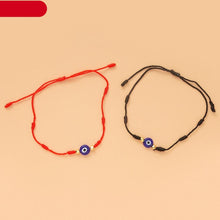 将图片加载到图库查看器,2pcs Eye Pendant Couple Bracelet Lucky Jewelry Braided Rope Bracelets Fashion Card Good Luck Pinky Promise Distance Matching Bracelets For Couple Friendship Family Adjustable Hand-Woven Cords Rope Thread Bracelet Protection Jewelry