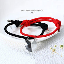 将图片加载到图库查看器,2Pcs Heart Matching Friendship Couple Minimalist Bracelet Rope Braided Magnetic Distance Bracelet Magnetic Matching Heart Bracelet For Him Her Couple Gift For Girlfriend Boyfriend Lover Wife Husband