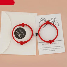 Load image into Gallery viewer, 2pcs Magnet Couple Bracelet Heart Pendant Jewelry Lucky Knitting Rope Bracelets Couple Bracelets Mutual Attraction Bracelets Vows Of Eternal Love Jewelry Gifts For Boyfriend Girlfriend Best Friend
