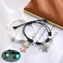 Load image into Gallery viewer, 2PCS New Glow In Dark Luminous Cat Star Moon Bracelet Couple Handmade Adjustable Rope Matching Friend Bracelet Luminous Matching Bracelets For Couples Best Friend Gift