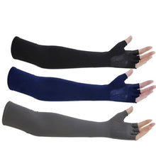 Load image into Gallery viewer, 2pcs Sport 5-finger Arm Sleeves One Size Compression Long Arm Cover Cycling Running Fishing Climbing Arm Cover Outdoor Sport Sun UV Protection Ice Cool Sleeves Comfortable Men Long Arm Covers