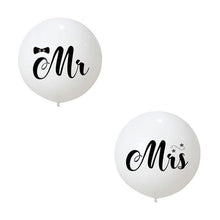 将图片加载到图库查看器,2pcs/lot Good Quality 36inch Round White and black Print Mr&Mrs Latex Balloons For Happy Wedding And Valentine's Day