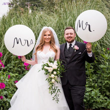 将图片加载到图库查看器,2pcs/lot Good Quality 36inch Round White and black Print Mr&Mrs Latex Balloons For Happy Wedding And Valentine's Day