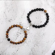 将图片加载到图库查看器,2pcs/set Couple Bracelets Natural Stone Beads Heart Shaped Distance Magnet Attraction Couples Matching Stone Bracelet For Women Men Girl Boy Best Friend Healing Friendship Bracelet