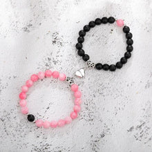 将图片加载到图库查看器,2pcs/set Couple Bracelets Natural Stone Beads Heart Shaped Distance Magnet Attraction Couples Matching Stone Bracelet For Women Men Girl Boy Best Friend Healing Friendship Bracelet