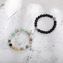 将图片加载到图库查看器,2pcs/set Couple Bracelets Natural Stone Beads Heart Shaped Distance Magnet Attraction Couples Matching Stone Bracelet For Women Men Girl Boy Best Friend Healing Friendship Bracelet