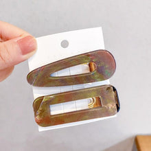 将图片加载到图库查看器,2PCS/Set Fashion WomenElegant Acrylic Geometric Hairpin Sweet Girl Hair Clip Marble Textured Barrettes Headband Gorgeous Hair Accessories For Women