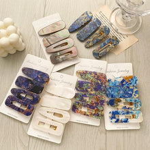 将图片加载到图库查看器,2PCS/Set Fashion WomenElegant Acrylic Geometric Hairpin Sweet Girl Hair Clip Marble Textured Barrettes Headband Gorgeous Hair Accessories For Women