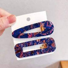 将图片加载到图库查看器,2PCS/Set Fashion WomenElegant Acrylic Geometric Hairpin Sweet Girl Hair Clip Marble Textured Barrettes Headband Gorgeous Hair Accessories For Women