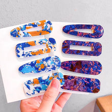 将图片加载到图库查看器,2PCS/Set Fashion WomenElegant Acrylic Geometric Hairpin Sweet Girl Hair Clip Marble Textured Barrettes Headband Gorgeous Hair Accessories For Women