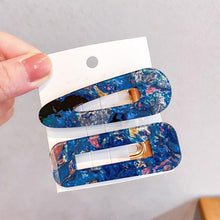 将图片加载到图库查看器,2PCS/Set Fashion WomenElegant Acrylic Geometric Hairpin Sweet Girl Hair Clip Marble Textured Barrettes Headband Gorgeous Hair Accessories For Women