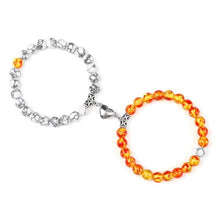 将图片加载到图库查看器,2Pcs/Set Heart Shape Magnet Pendant Bracelet Couples Love Meaningful Natural Stone Bangles Jewelry Bracelet For Couples Elastic Magnetic Field Therapy Bracelet Women Matt Stone Bracelets For Girlfriend